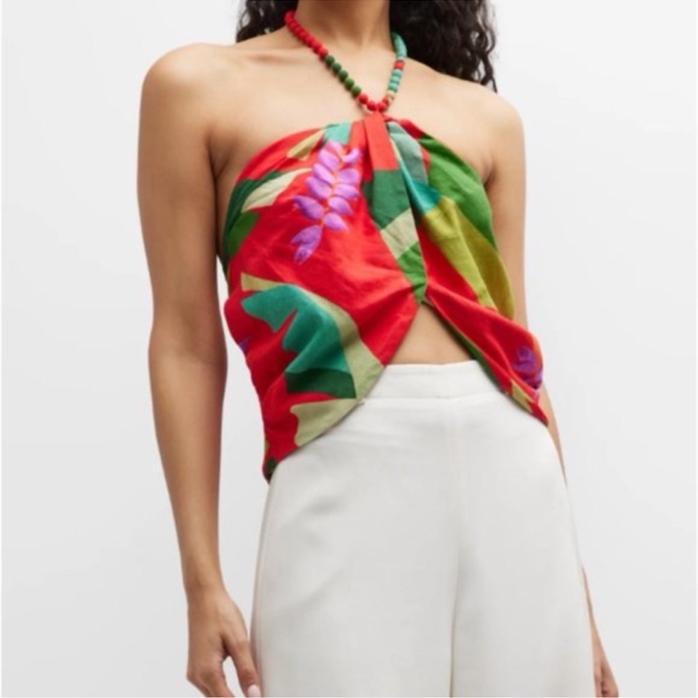 FARM Rio Heliconia Crop Halter Top